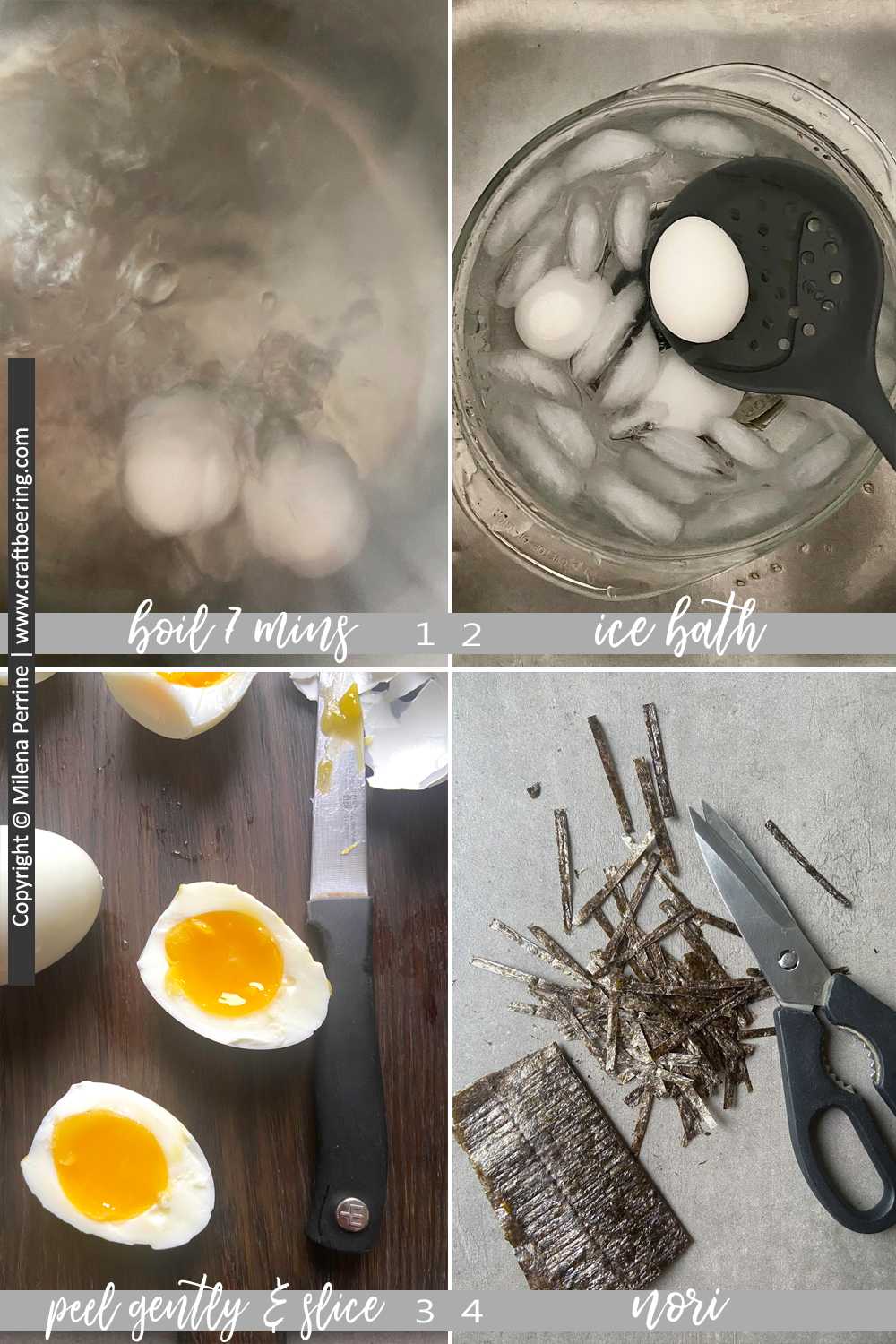 Step by step how to make soft boiled eggs for ramen bowls or a tasty snack.