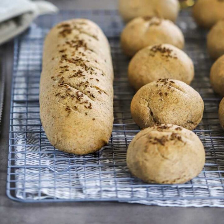 Beer bread loaf and rolls.