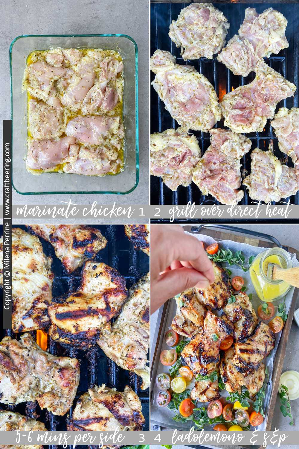 How to grill boneless skinless chicken thighs - step by step.