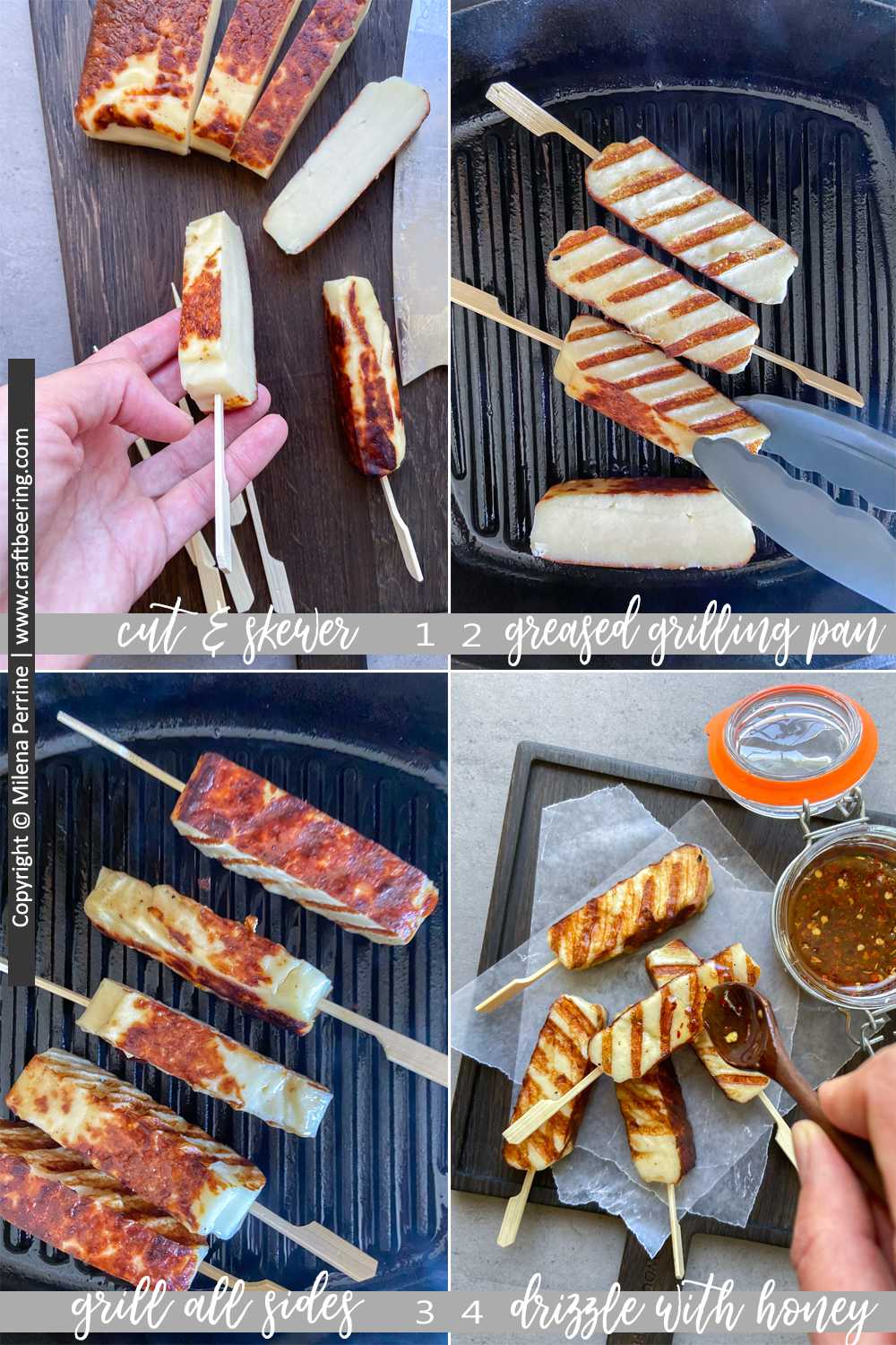Step by step how to grill bread cheese. 