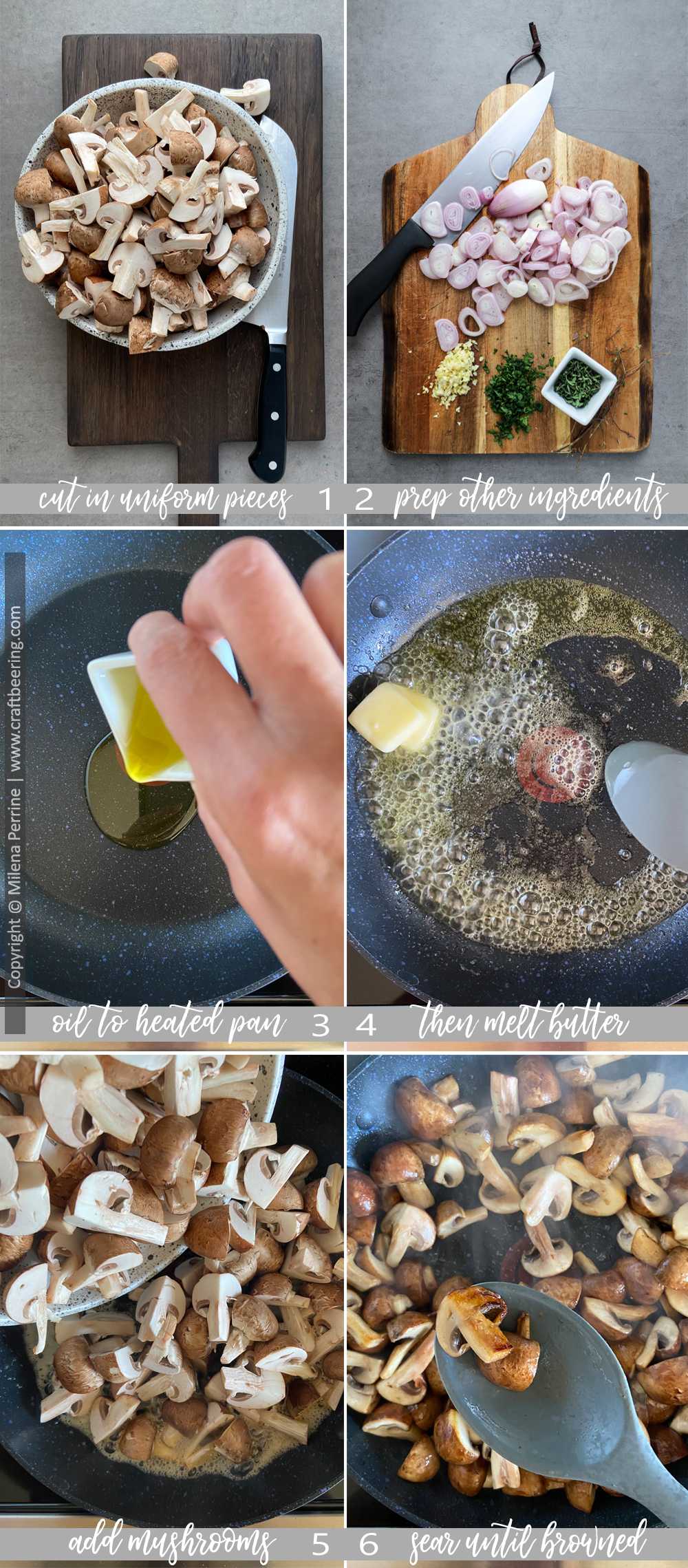 How to saute mushrooms in skillet on stove top. 