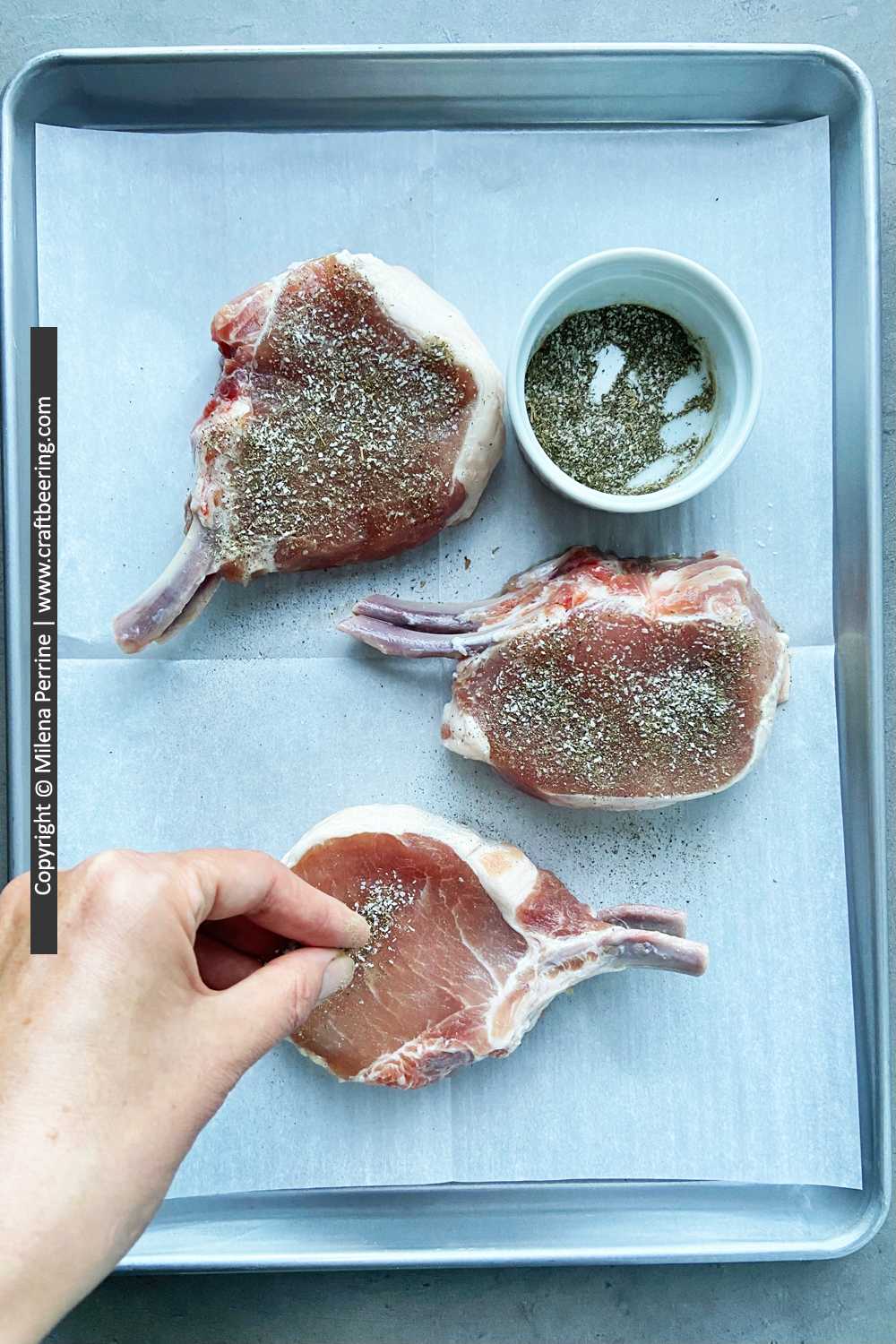 Season the brined pork chops with very little salt or none at all.