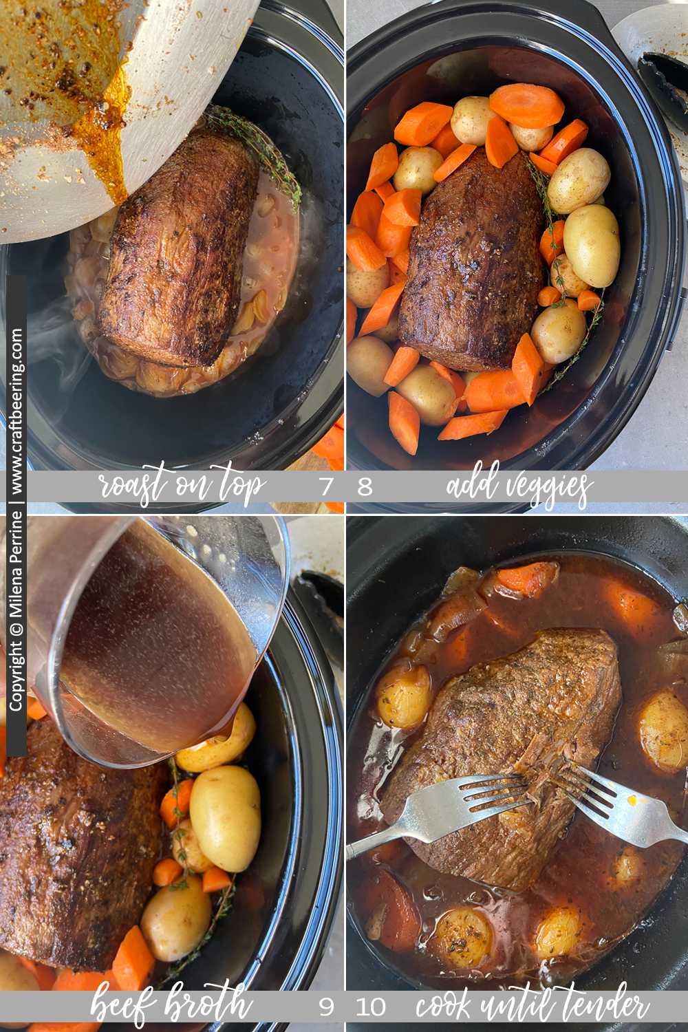 Steps to cook eye of round roast crock pot style.