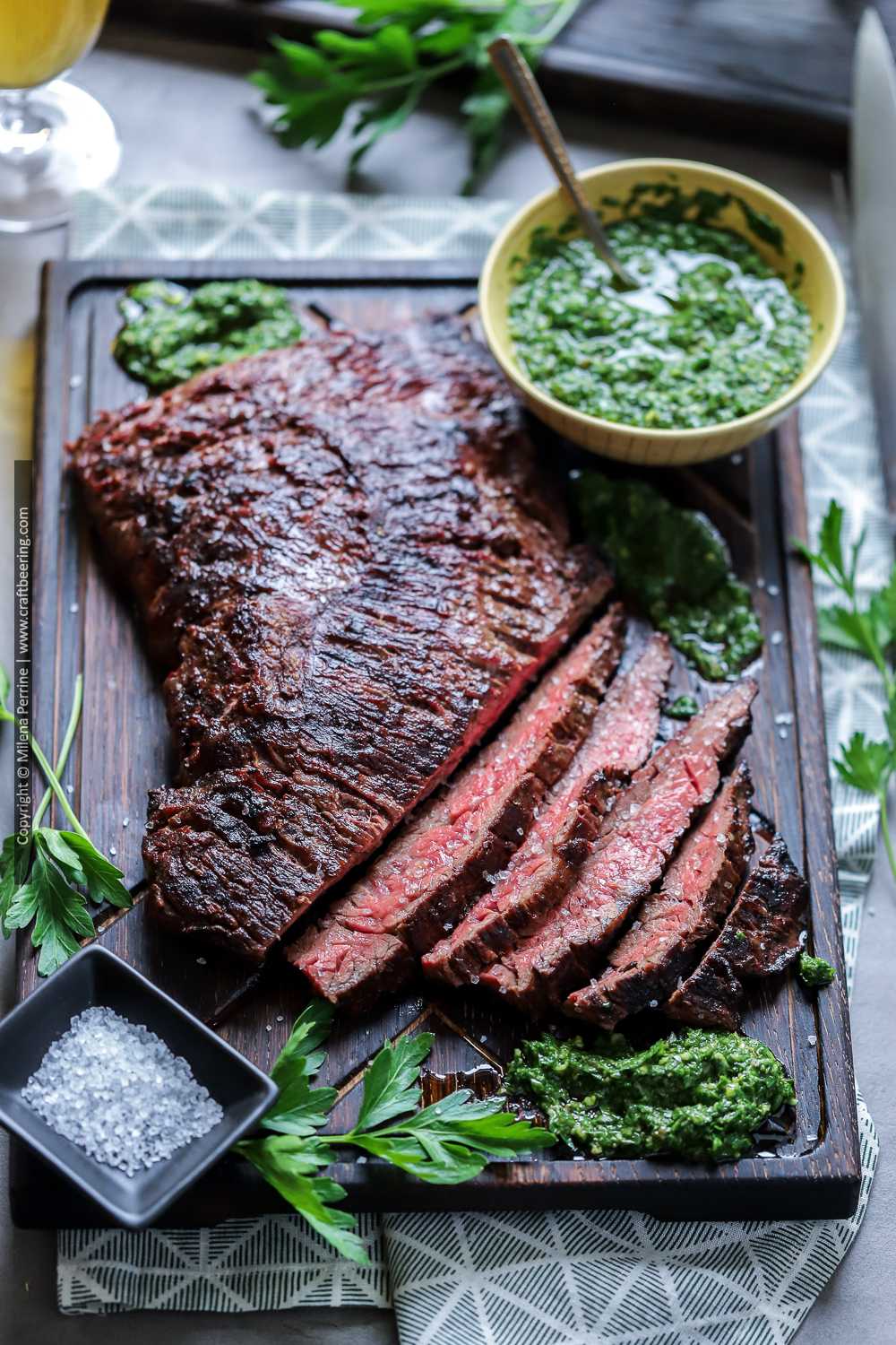 Grilled Bavette steak with Persillade sauce