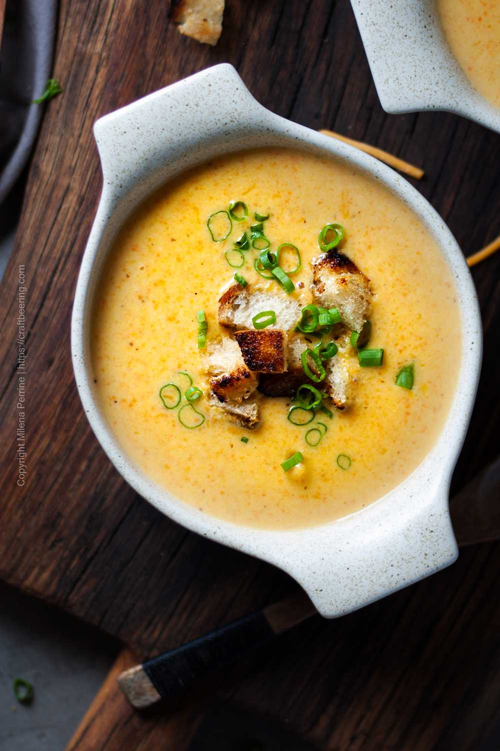Beer cheese soup with cheddar
