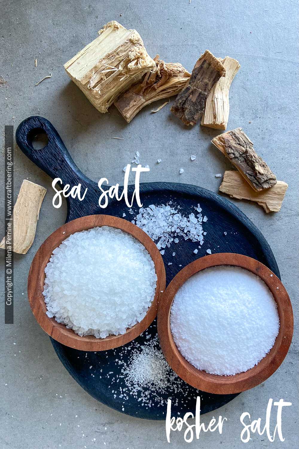 Sea salt and kosher salt are best for smoking with hickory, alder wood or fruit woods.