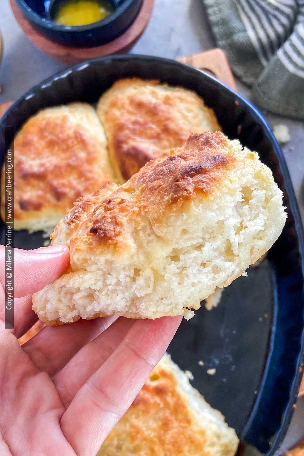 Cathead biscuit held in hand 