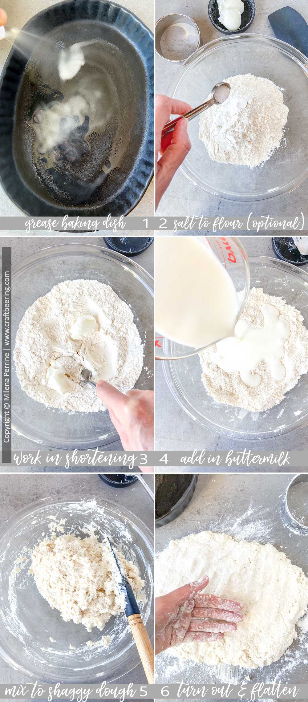 Step-by-step how to make cathead biscuits