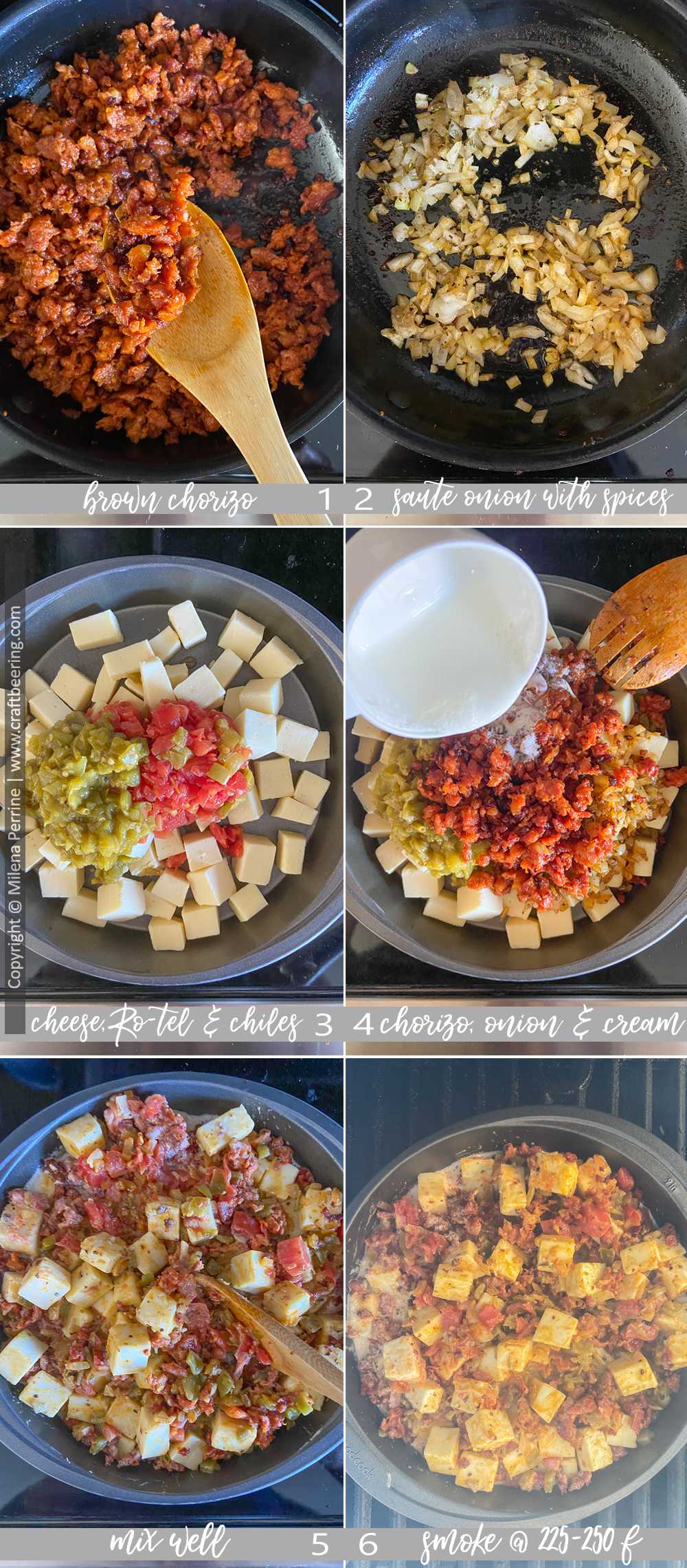 How to make queso dip on smoker - Part 1 image sequence.