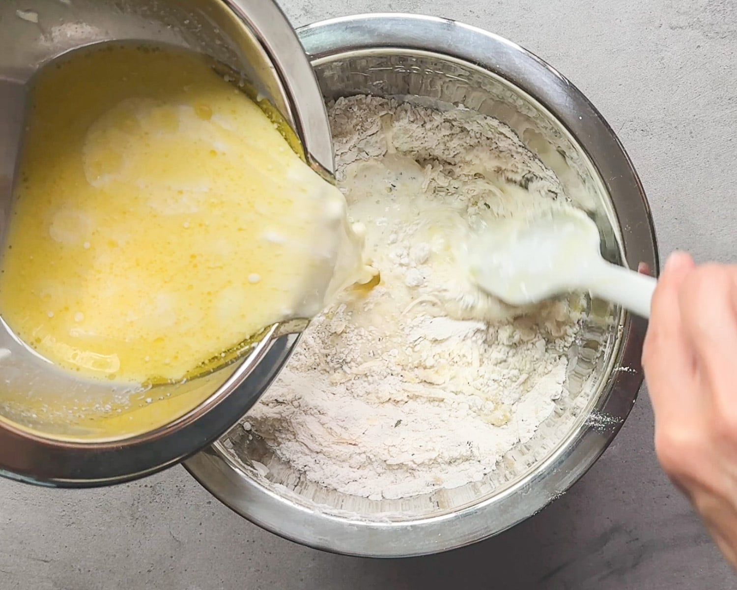 Add the wet ingredients to the dry