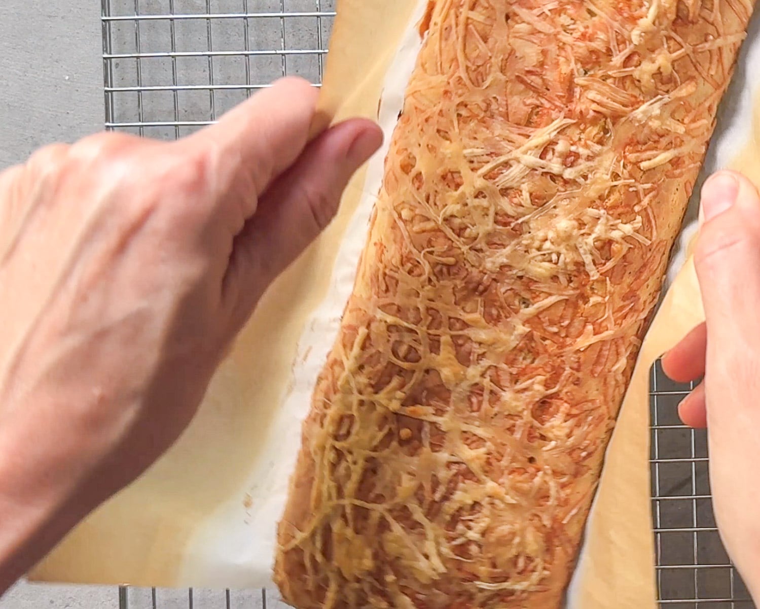 Trasnfer the baked no yeast bread to a wire rack to cool down.